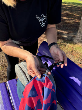 SwiftDry Antibacterial Microfibre Gym Towel + Carry Pouch (Blue/Red) - 0