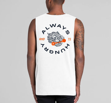 GND Big Cat Barbell Tank // White - Apparel- GND Fitness